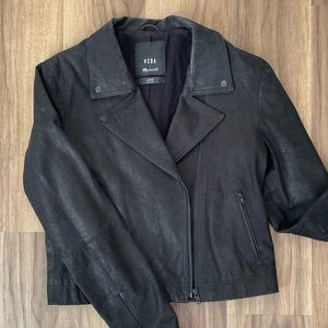 Veda X Madewell Matte Black on Black Leather Jacket L Large